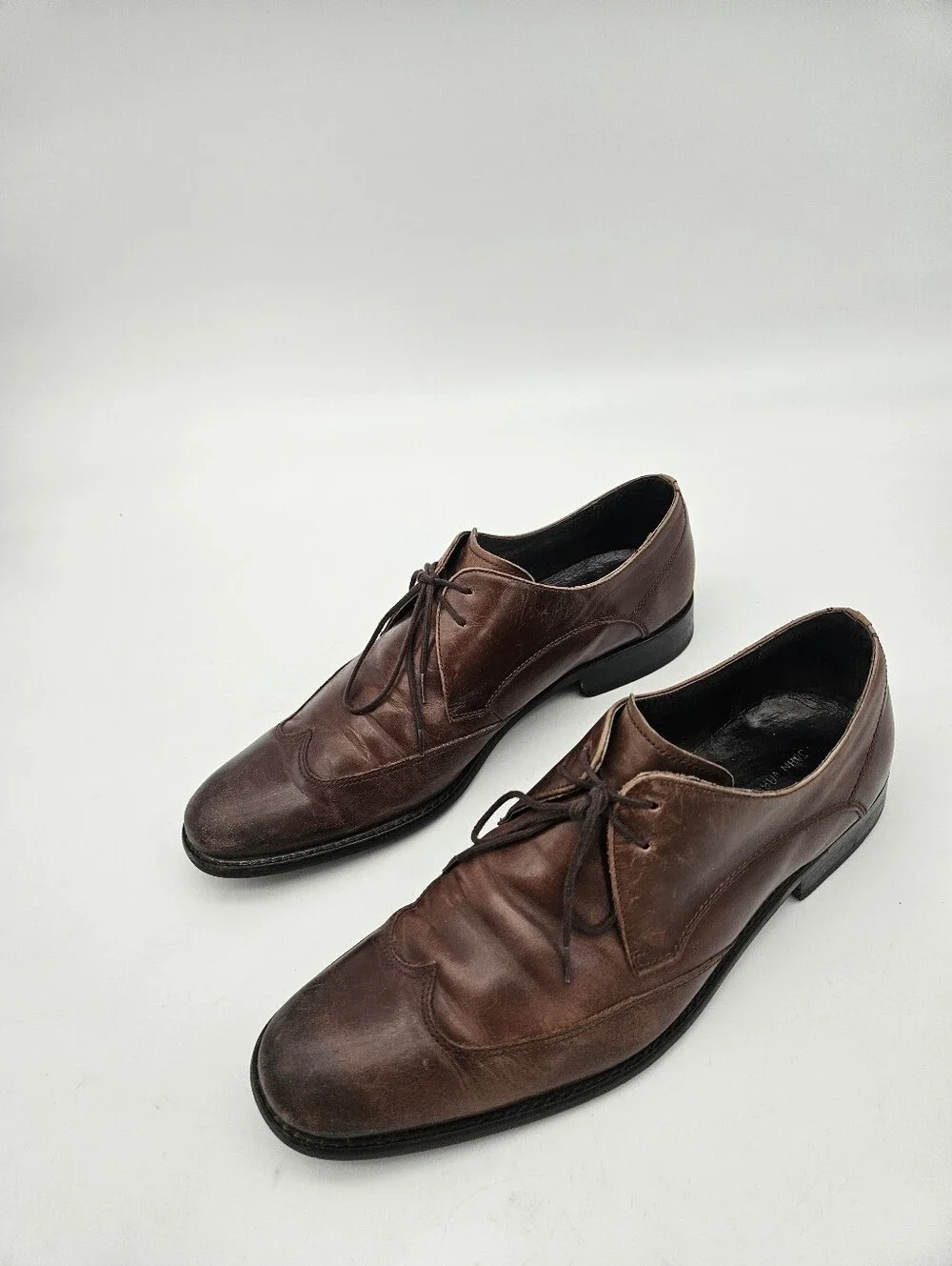 John Varvatos USA Wingtip Derby Mens Size 10M Brown Leather Dress Shoes